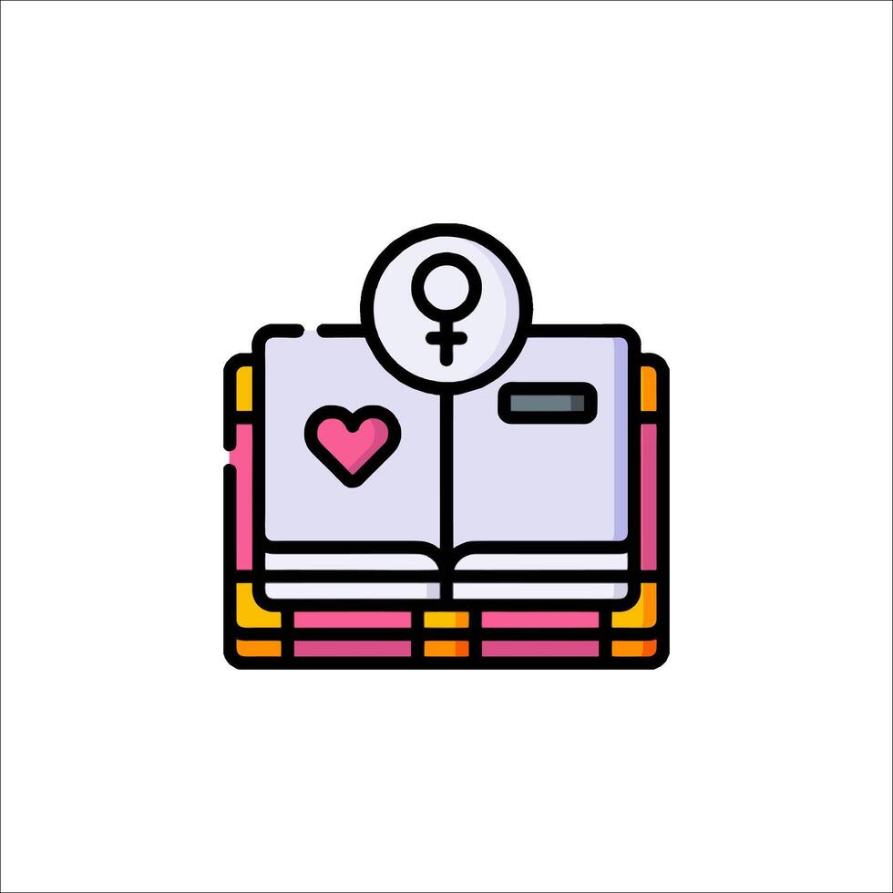 A book with a heart and a woman's symbol vector