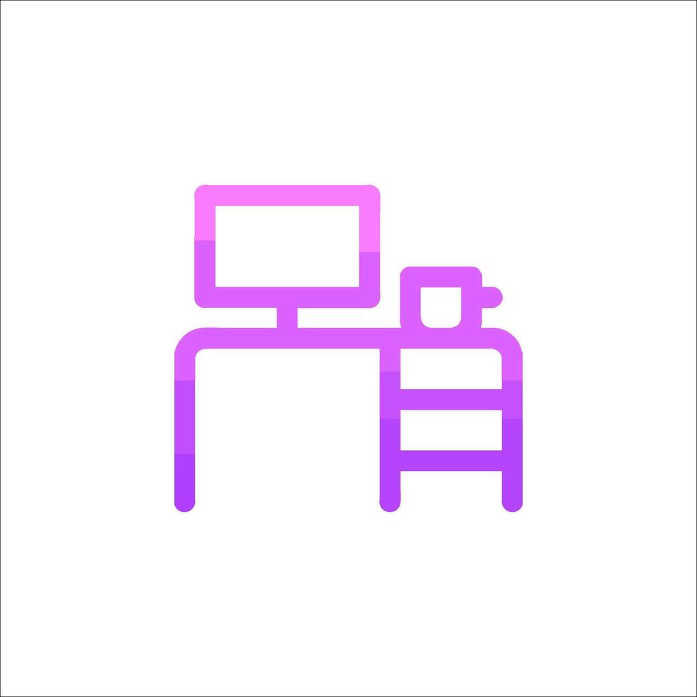 A purple and pink computer desk icon vector