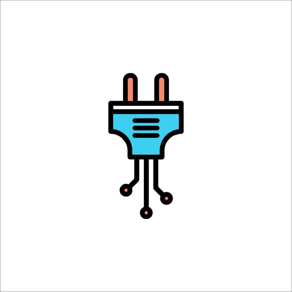 A blue plug with two wires on it vector