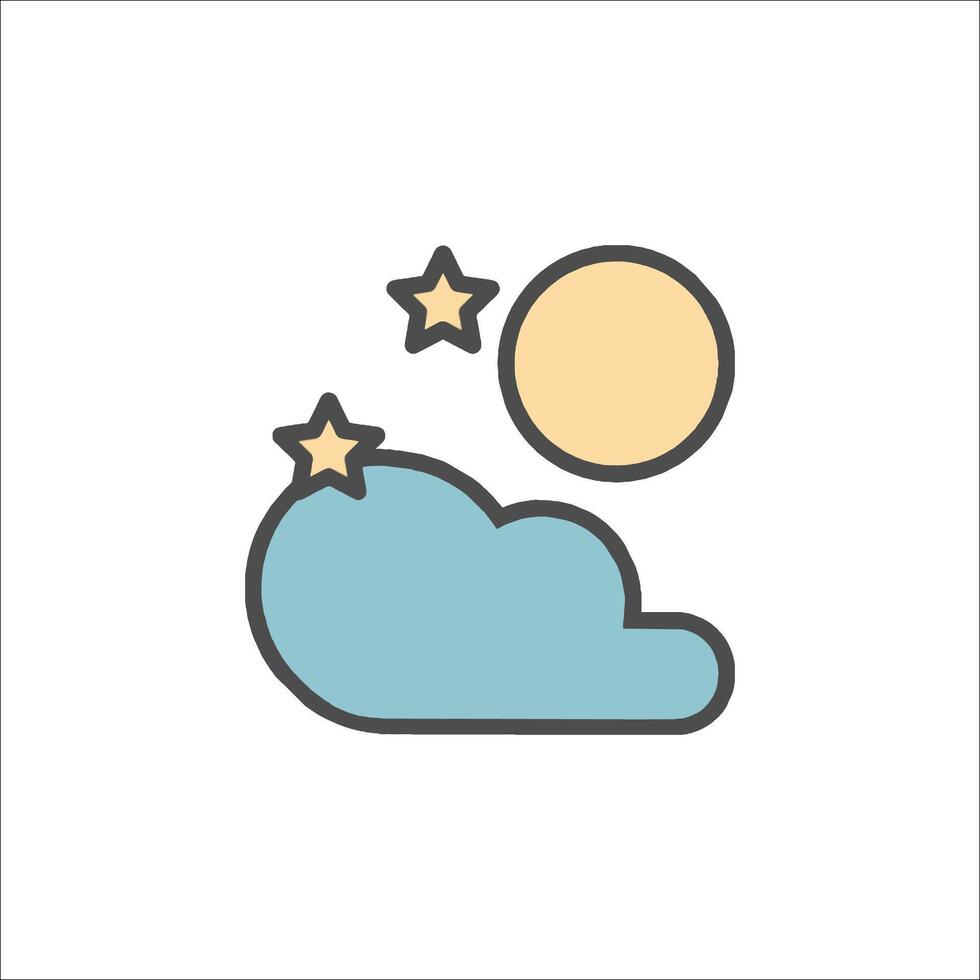 A cloud and a star with the moon in the sky vector