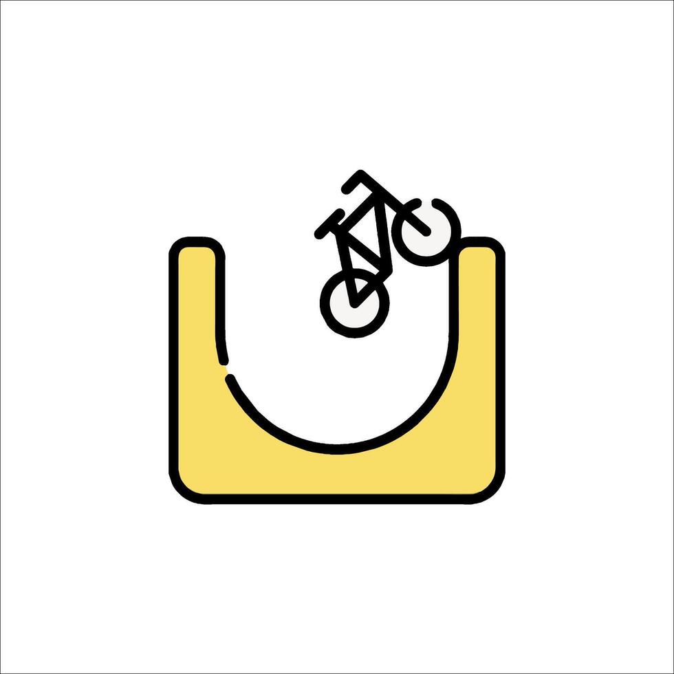 A bicycle is on a ramp in a yellow square vector