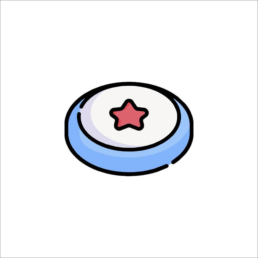 A blue and white button with a star on it vector