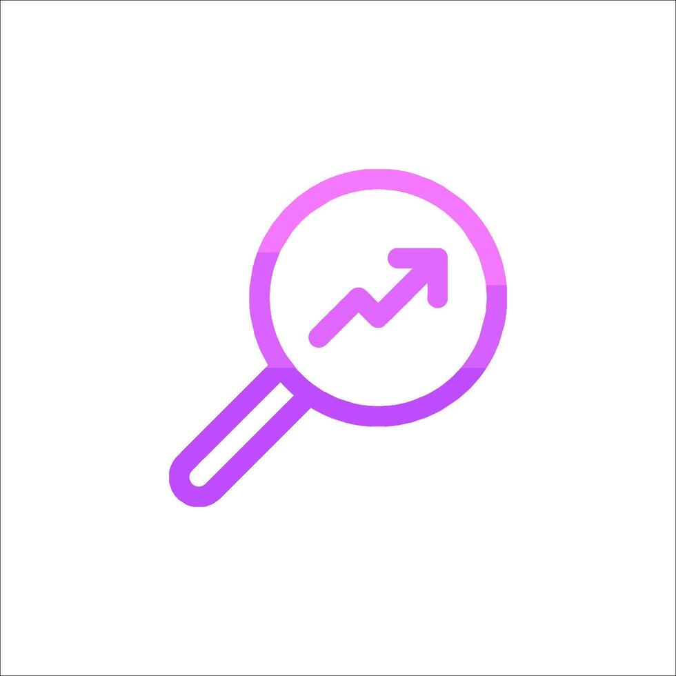 A magnifying glass with an arrow pointing up vector