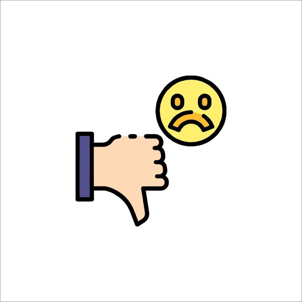 A hand with a thumb up and a sad face vector