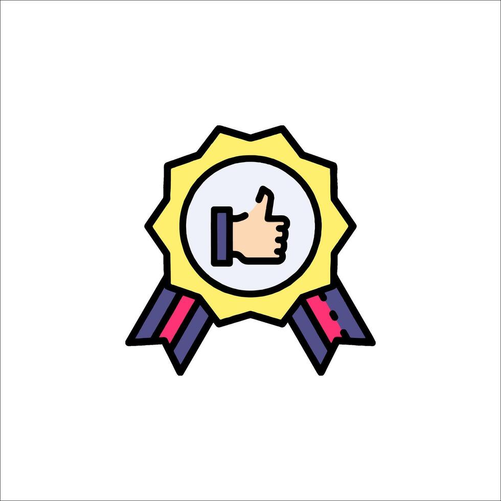 A thumbs up icon with a ribbon around it vector