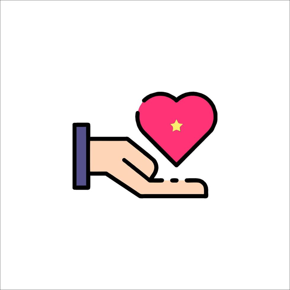 A hand holding a heart icon vector