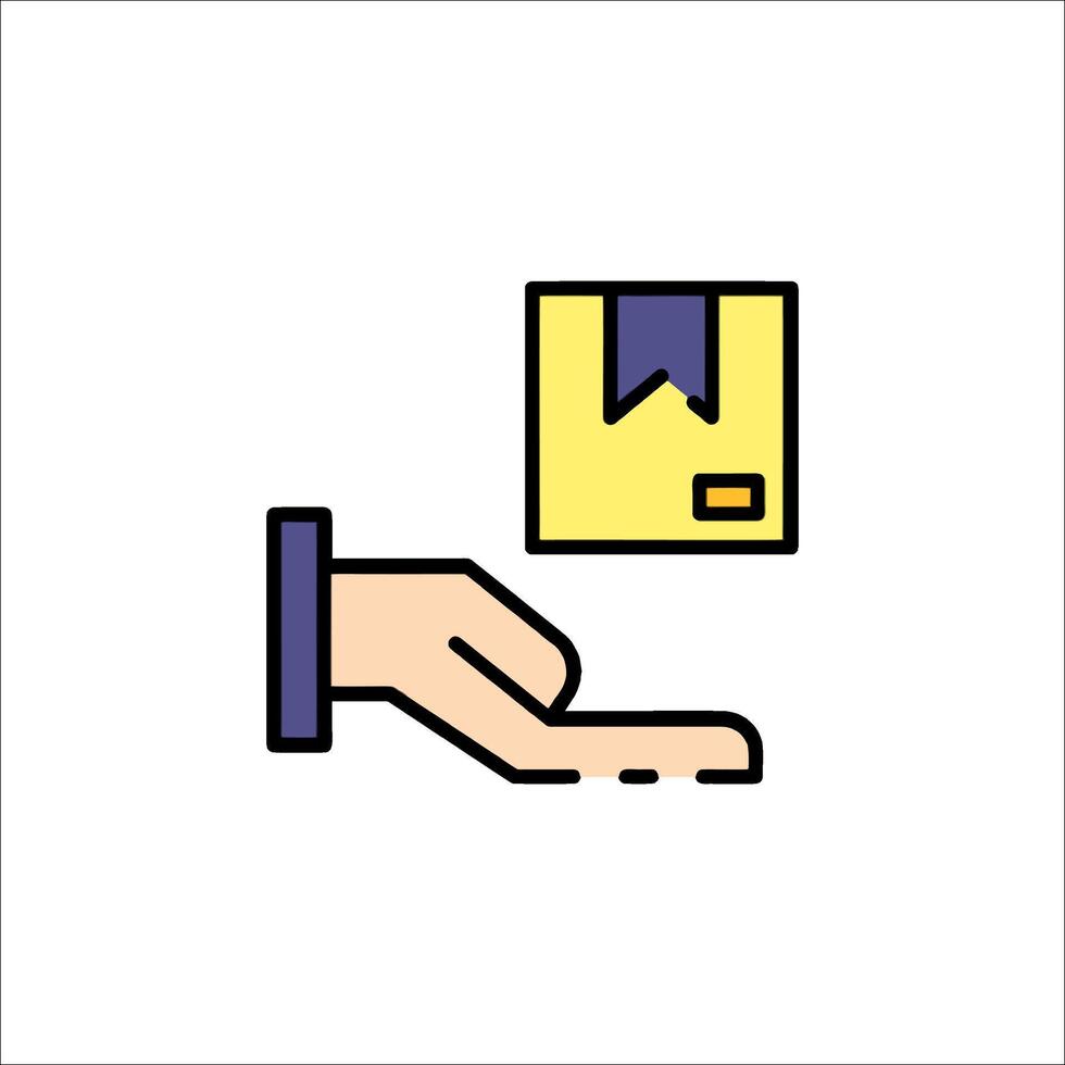 Hand holding a package icon illustration vector