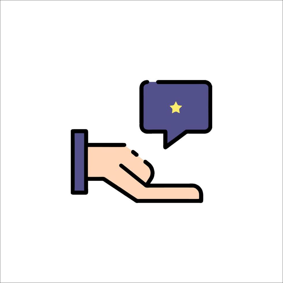 A hand holding a speech bubble with a star on it vector