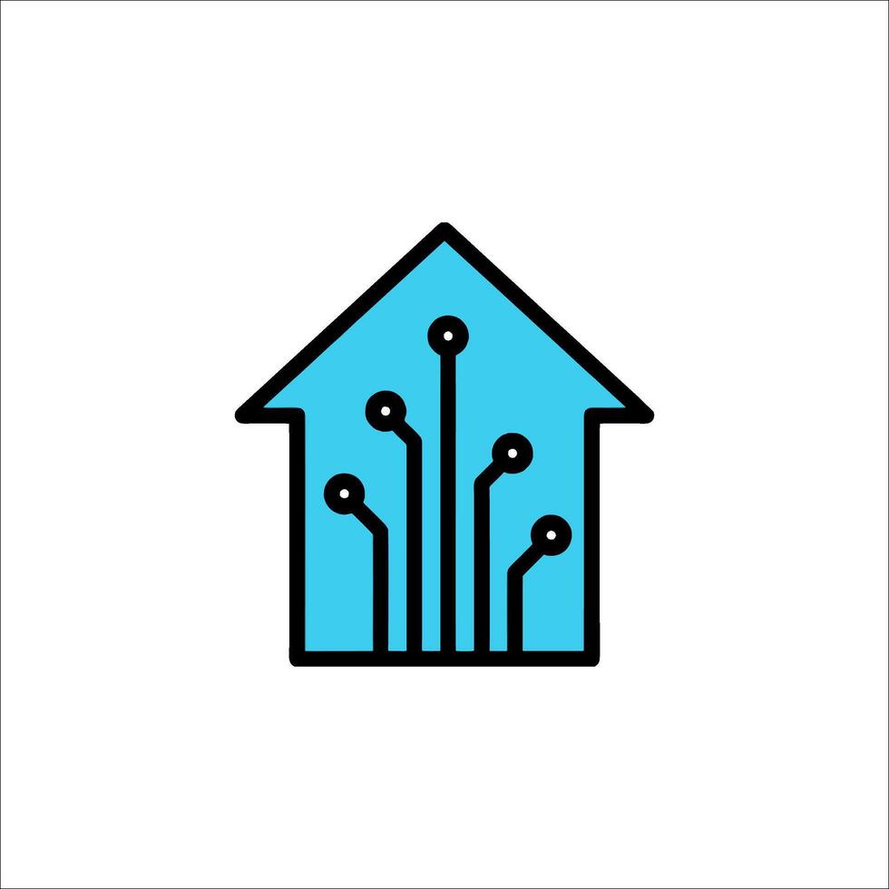 A house with a circuit board icon vector