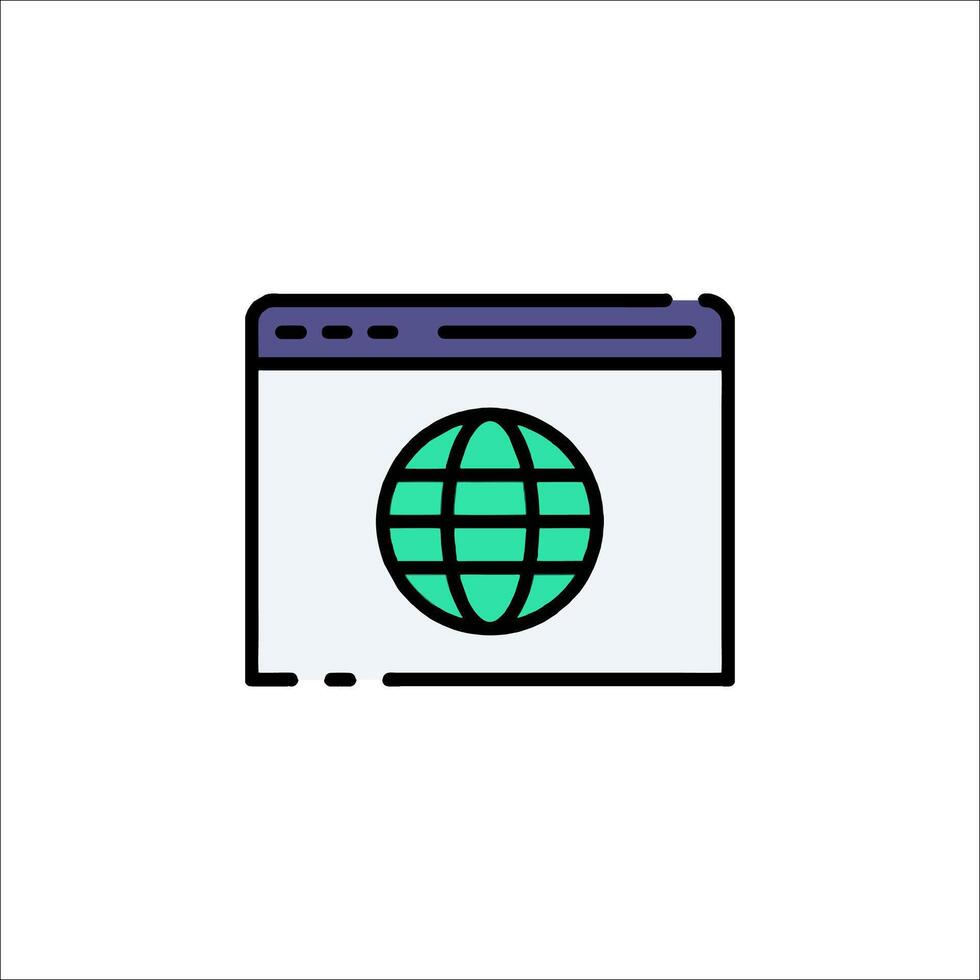 Web page icon with a globe on it vector