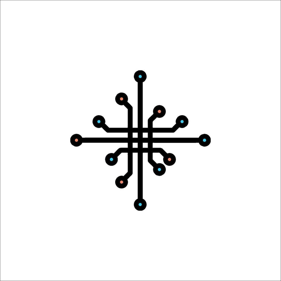 A circuit board with dots on it vector