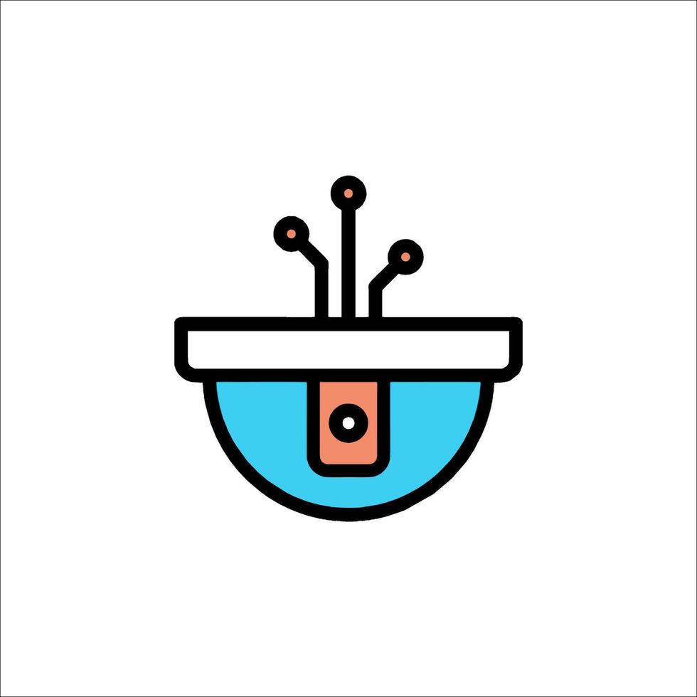 A blue and orange icon of a bowl with a fork in it vector