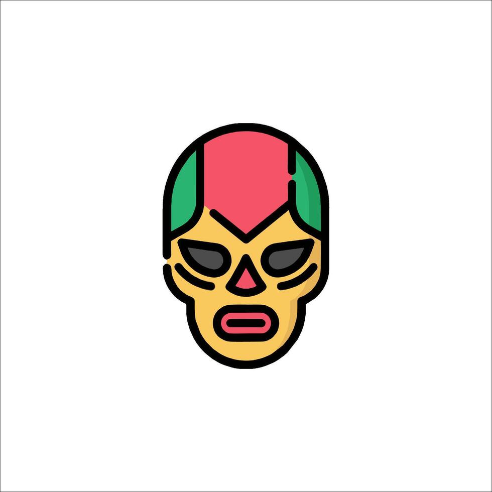 A cartoon mask with a red, green and yellow face vector