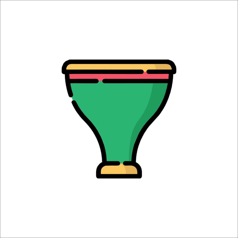 A green cup with a red stripe on it vector