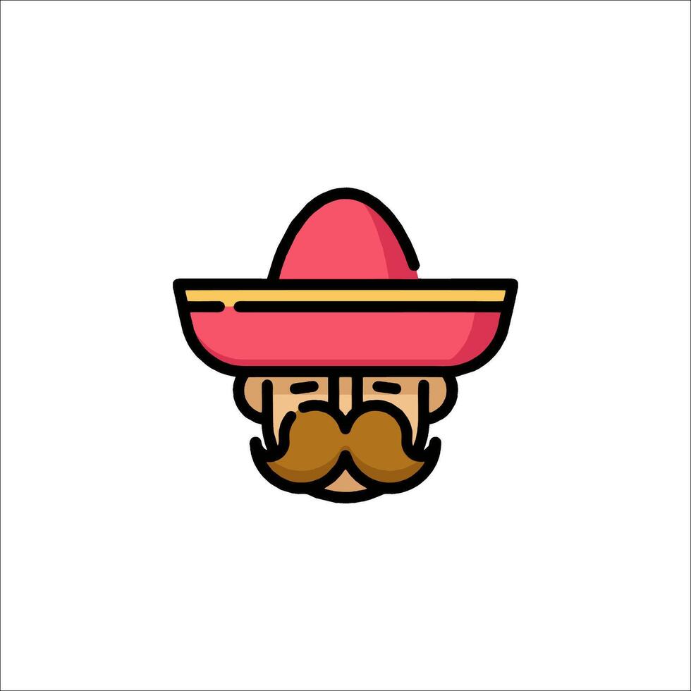 Mexican man with mustache and hat icon vector