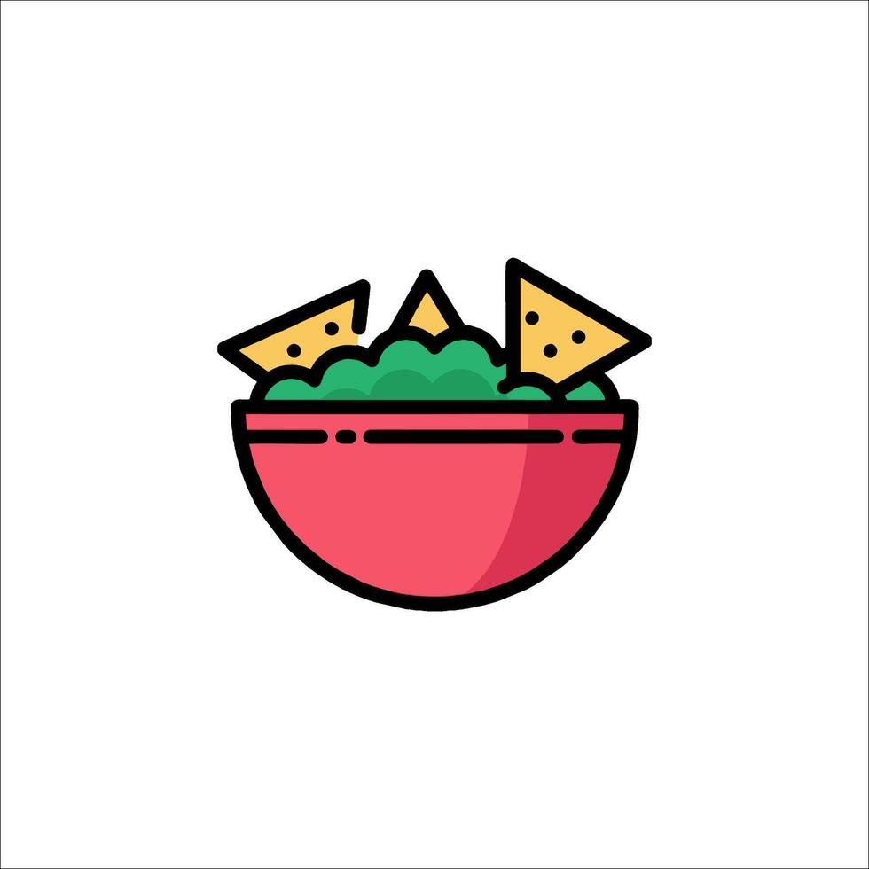 A colorful bowl of chips and salsa vector