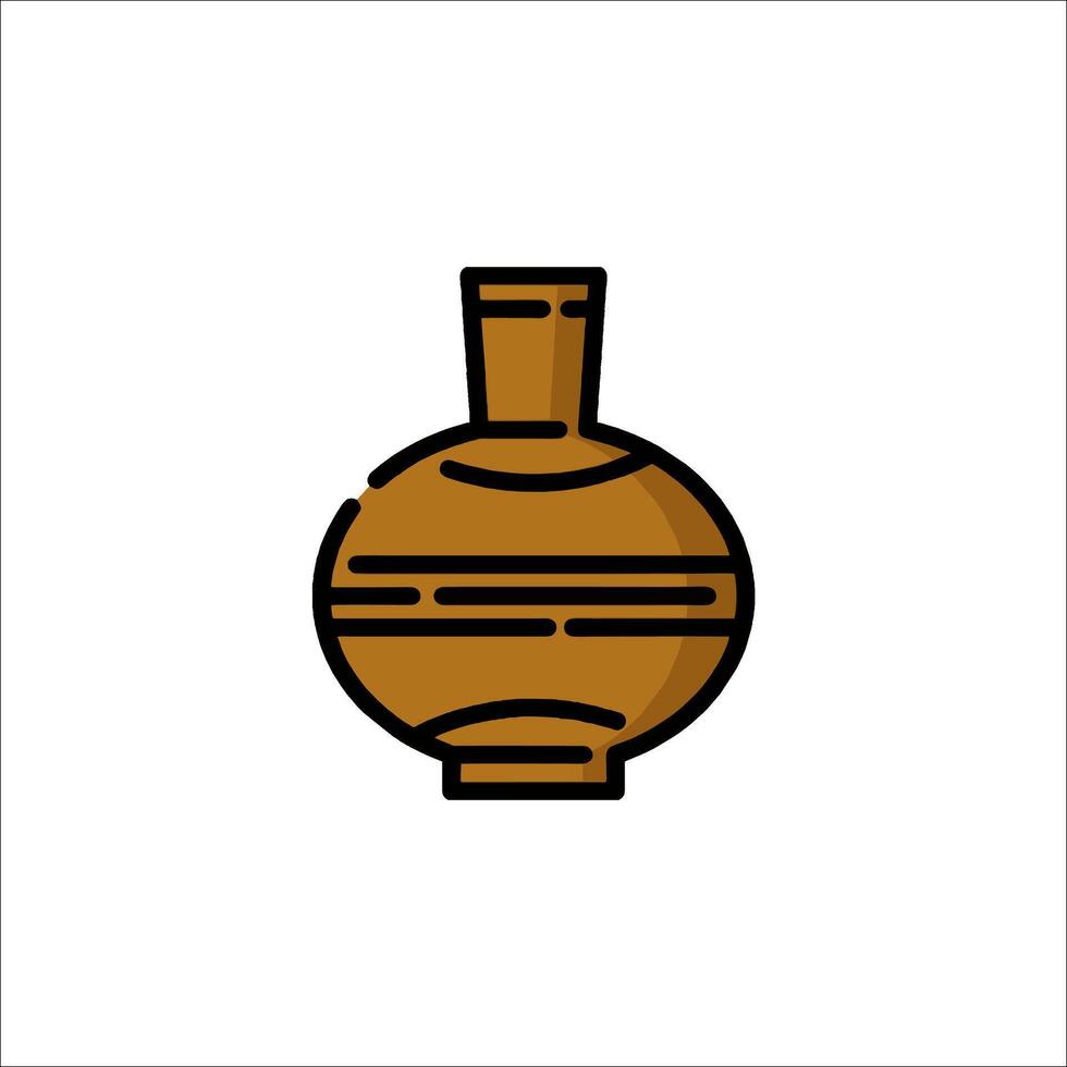 An illustration of a vase with a brown lid vector