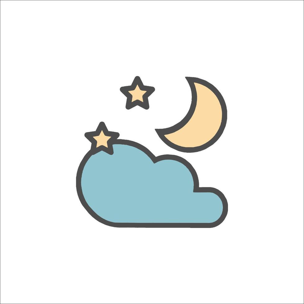 A cloud with stars and moon icon vector