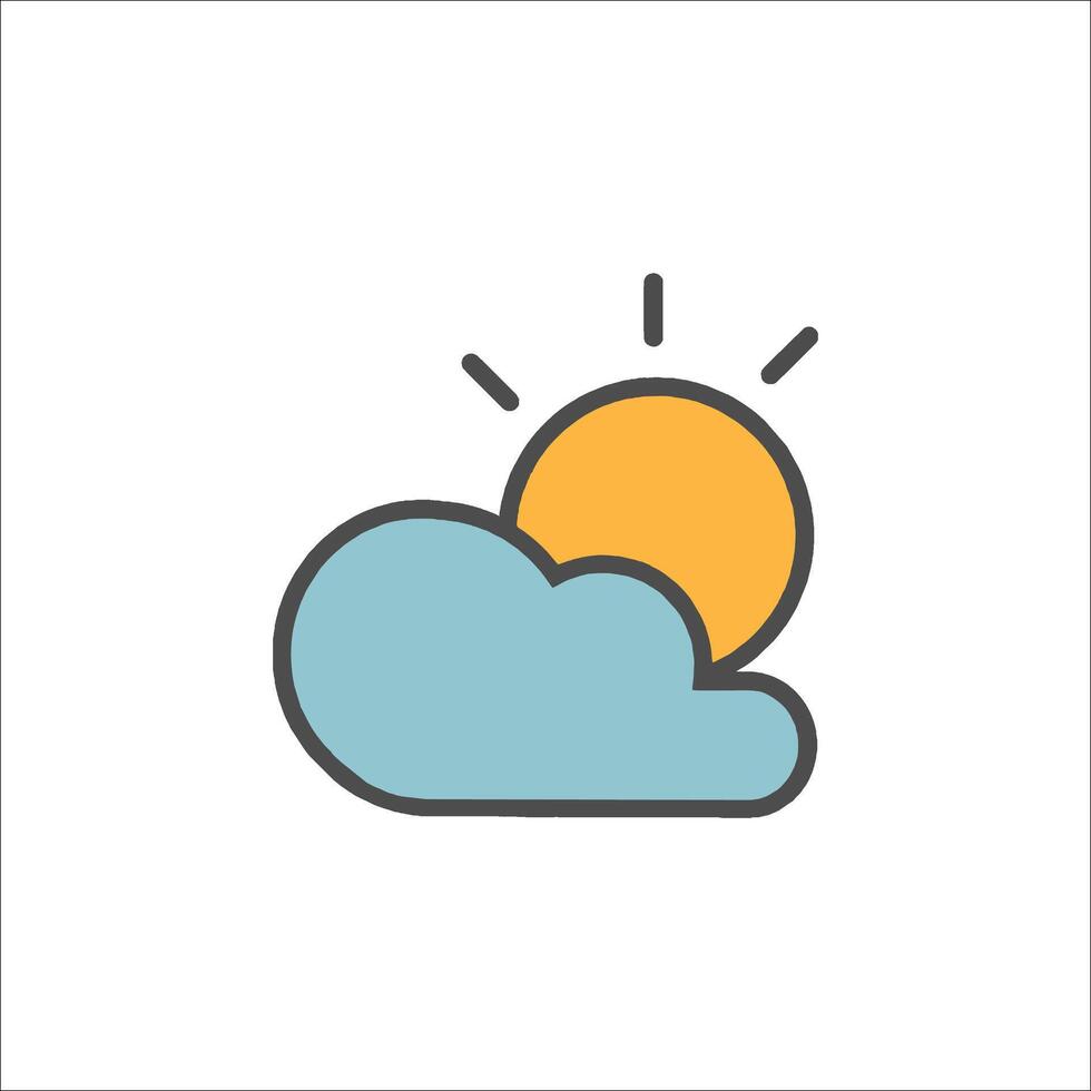 The sun and cloud icon is shown in a flat style vector