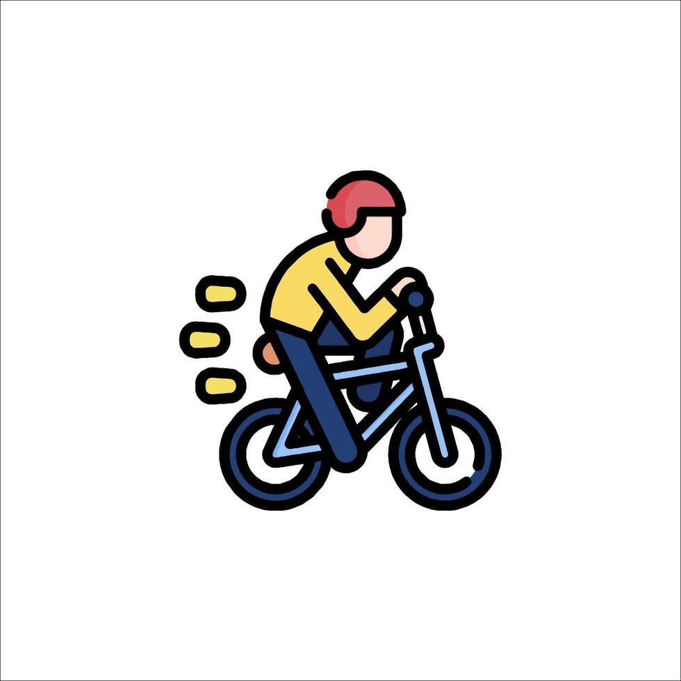 A man riding a bike in a line icon vector