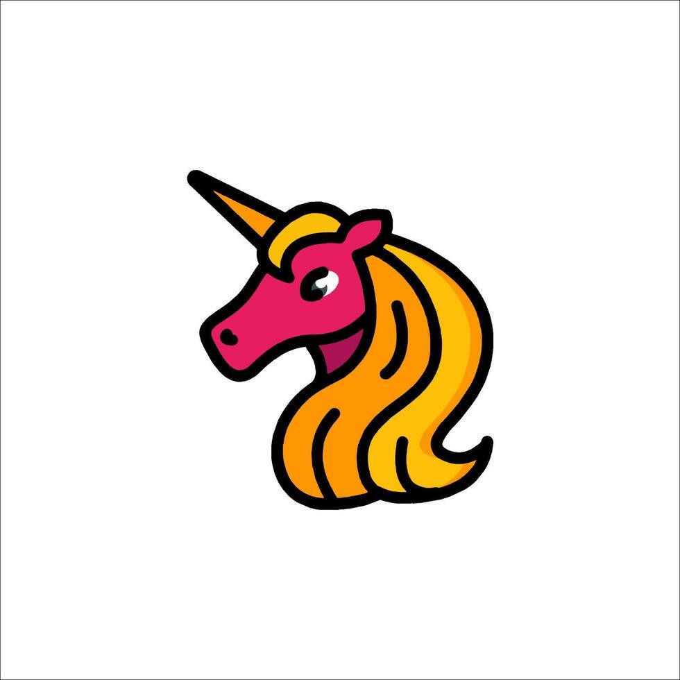 A unicorn head with long hair on a white background vector