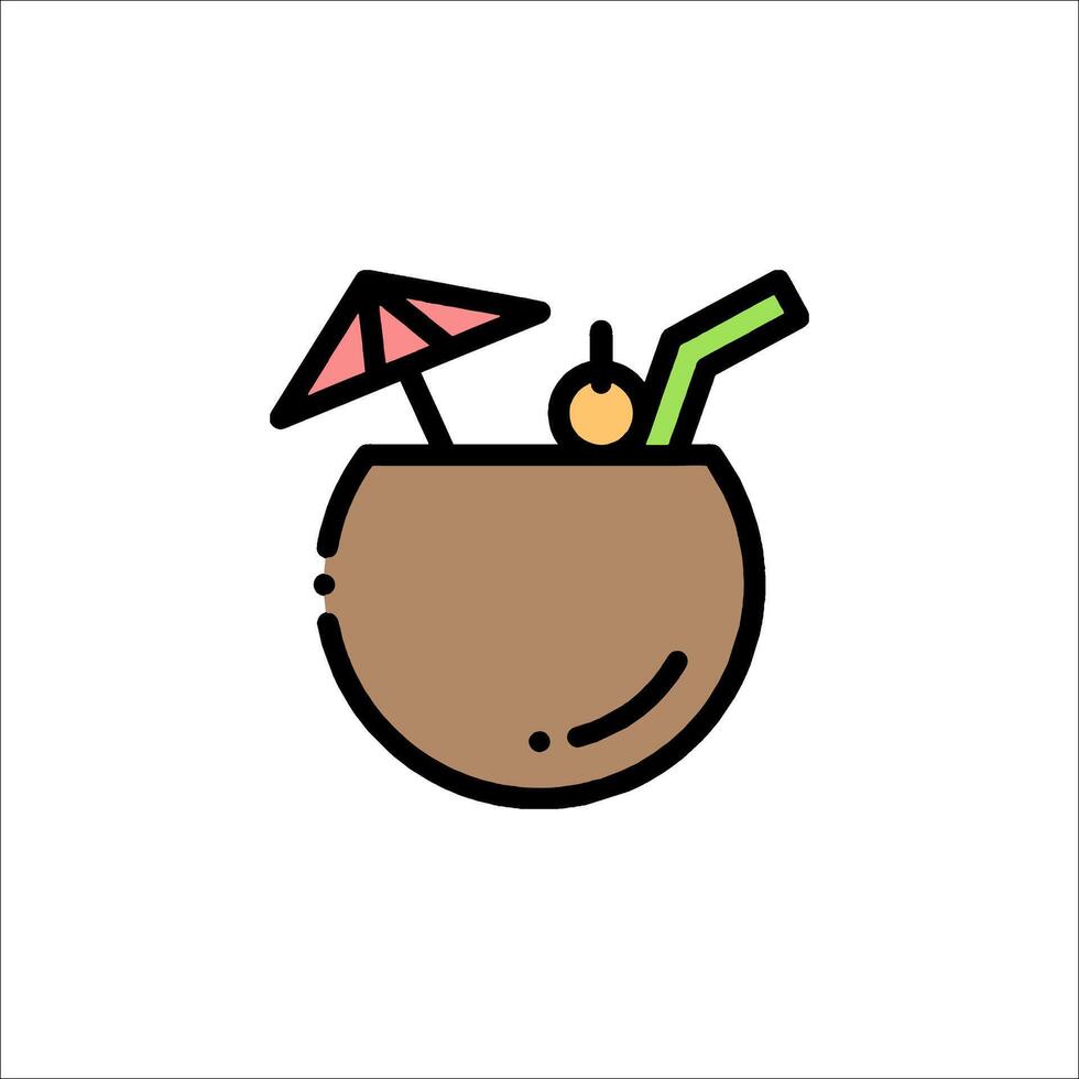 A coconut drink with a straw and umbrella vector