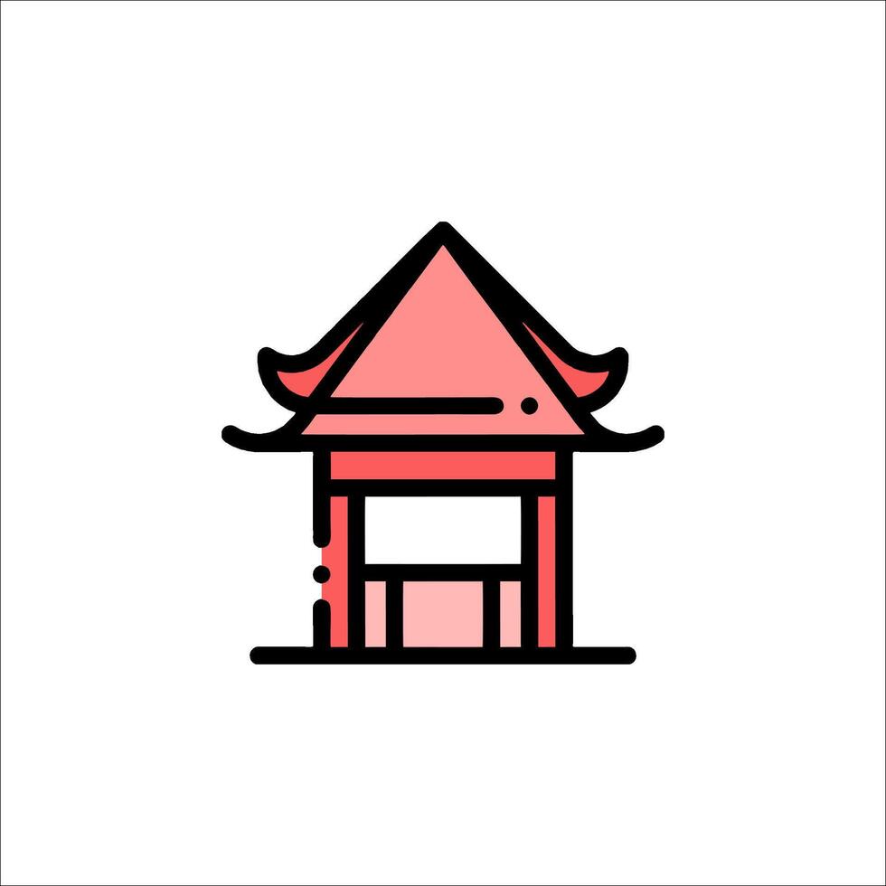 A red and pink building icon vector