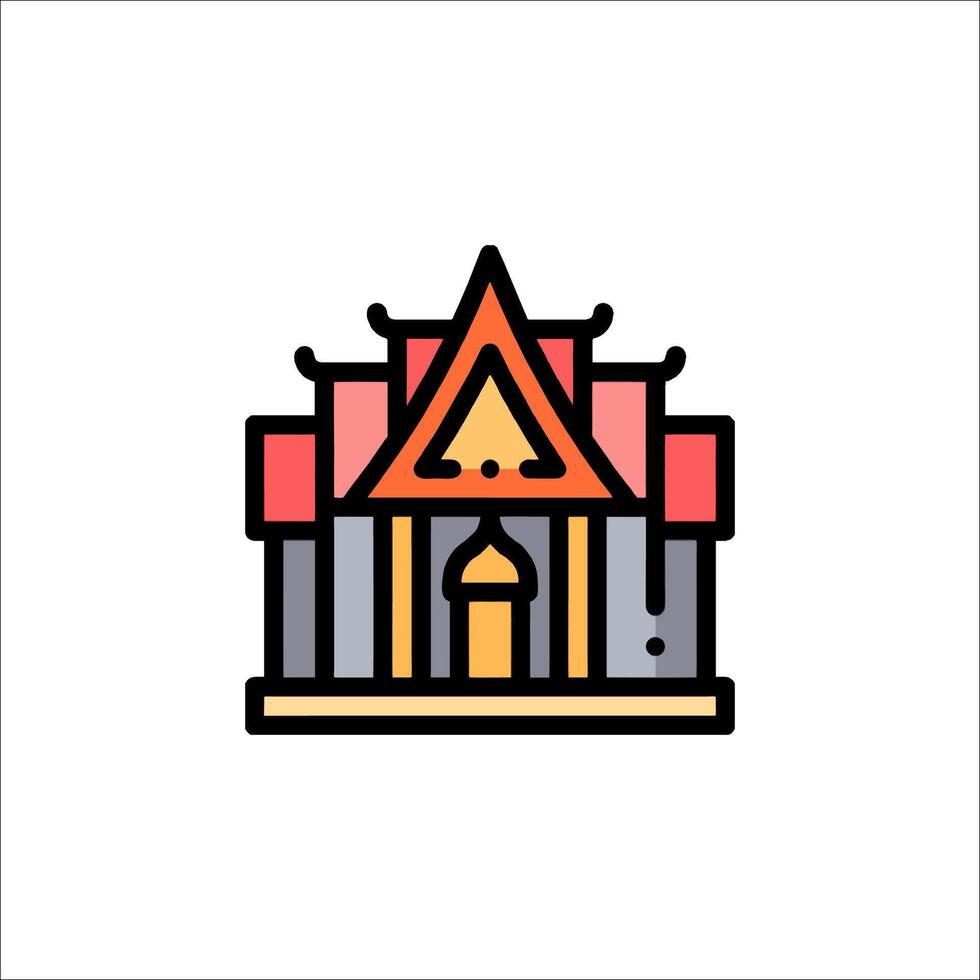 A thai house icon with a red roof vector