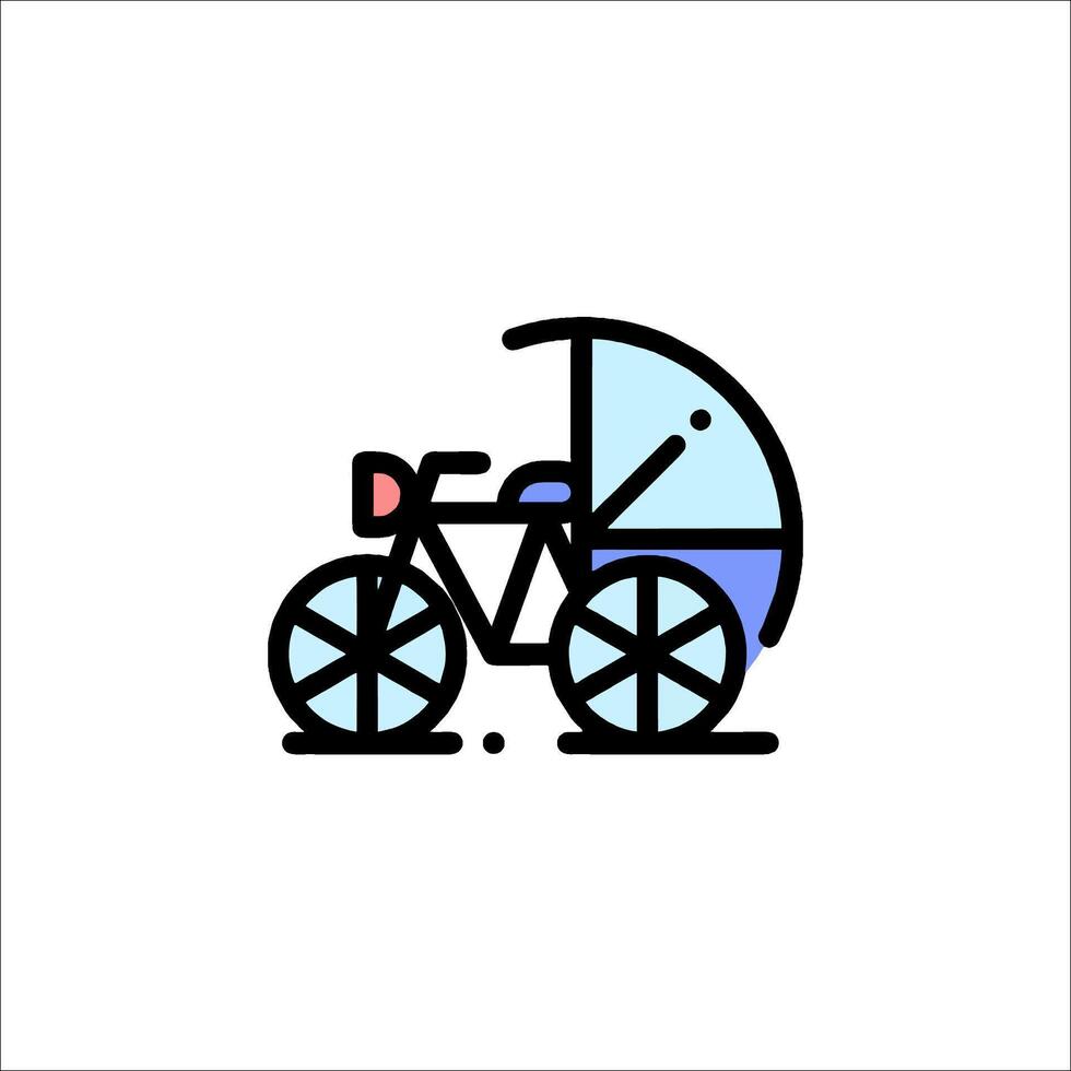 A bicycle with a basket on the back and a blue line vector