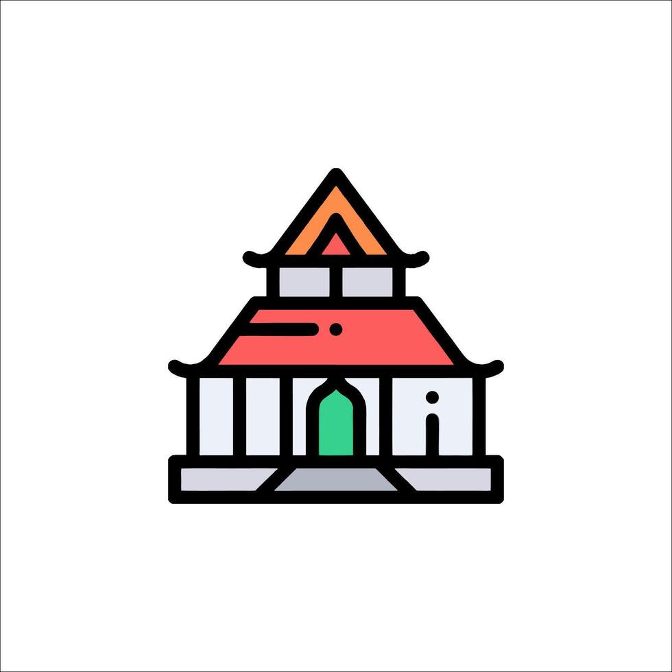 A building with a roof and a red roof vector