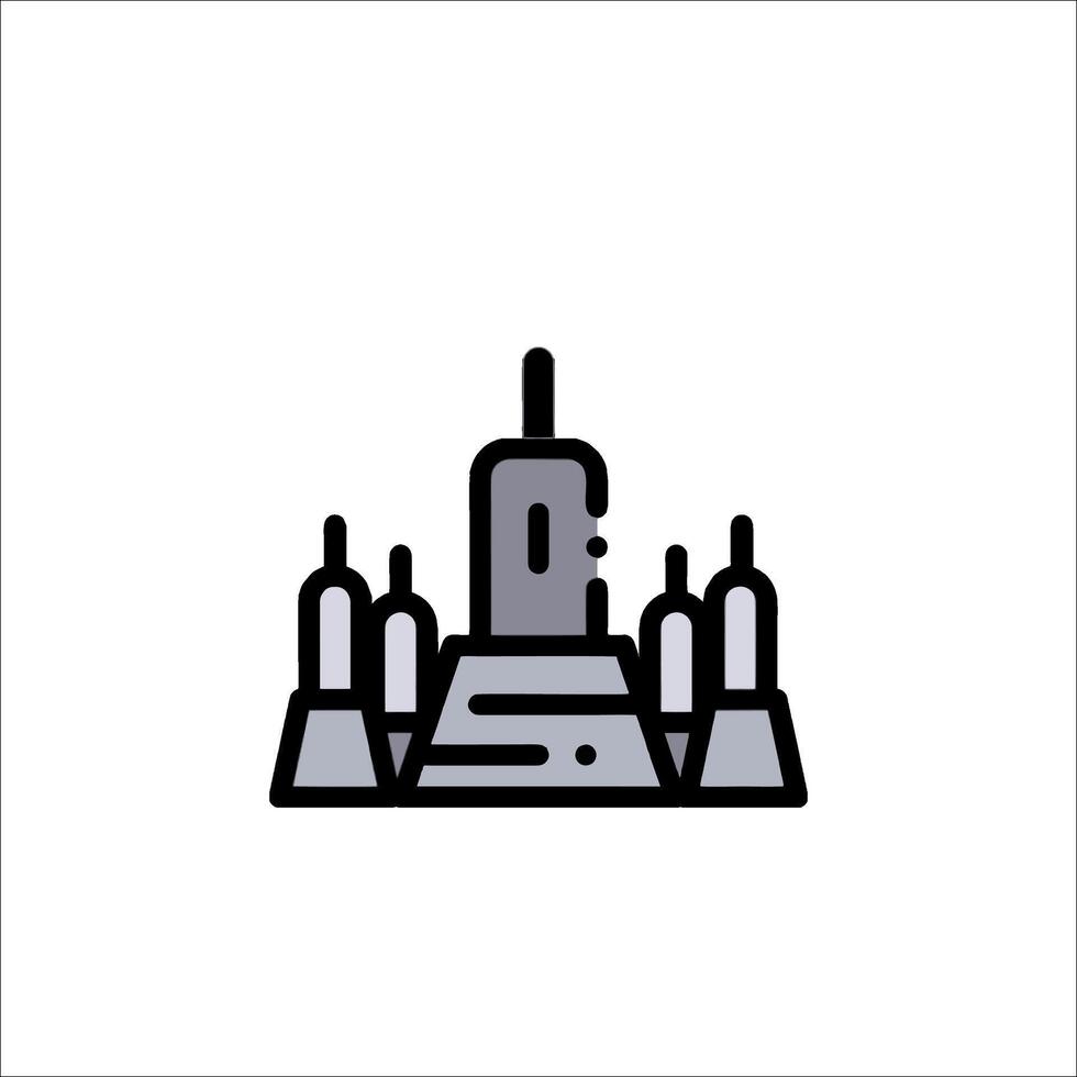 A city skyline with a tower in the middle vector