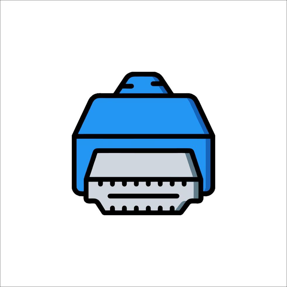 A blue and gray computer cable icon on a white background vector