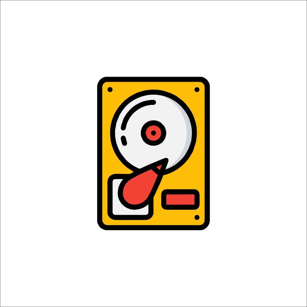 A yellow disk with a red dot on it vector