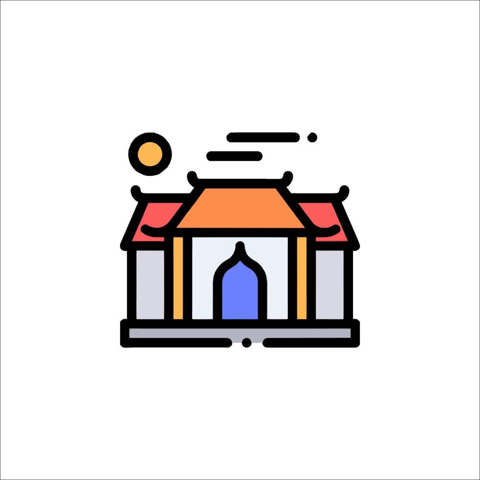 A building with a roof and a sun in the background vector