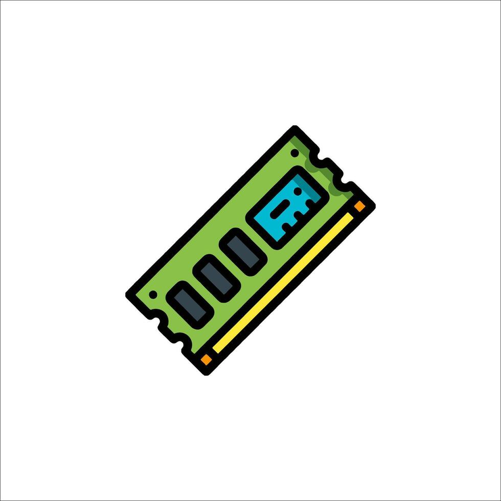 A green and blue ram memory chip icon vector
