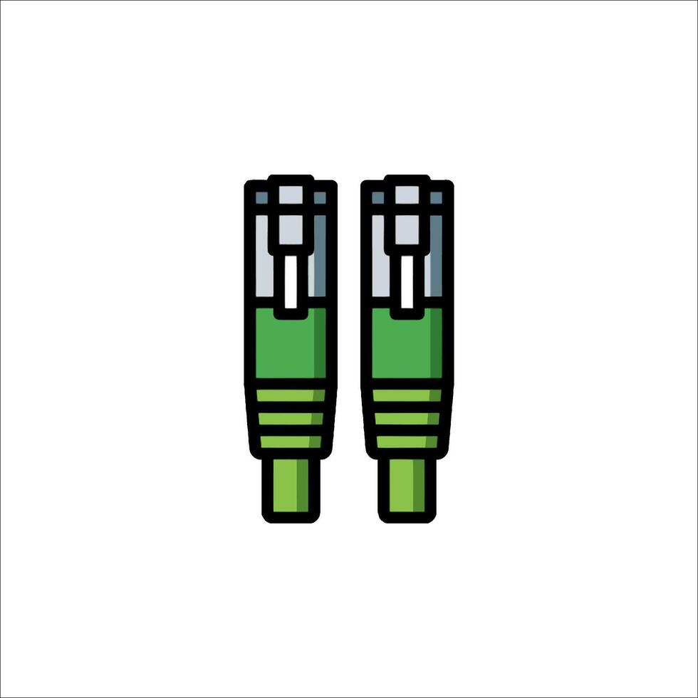 Two green ethernet cables on a white background vector