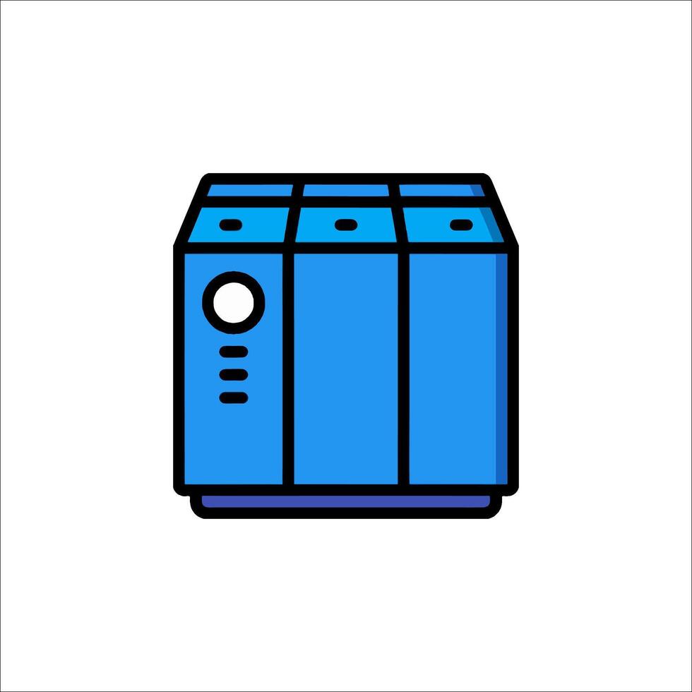 A blue box with three compartments on it vector