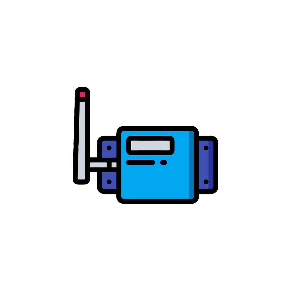 A blue and white device with a radio antenna vector