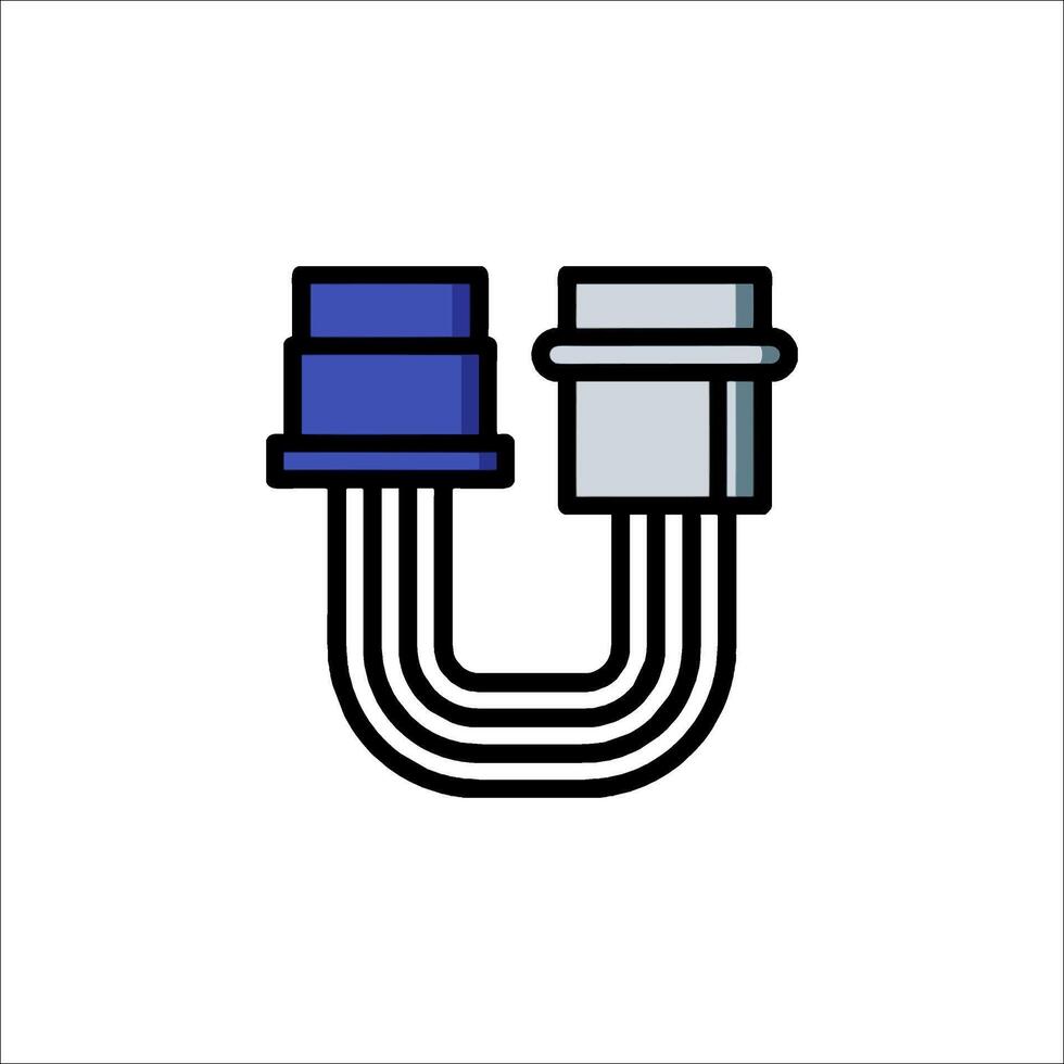 A blue and white wire with a blue plug vector