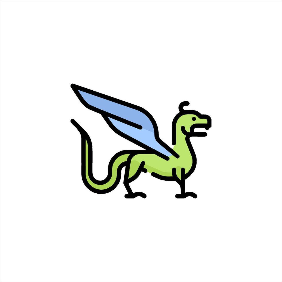 A green dragon with blue wings on a white background vector
