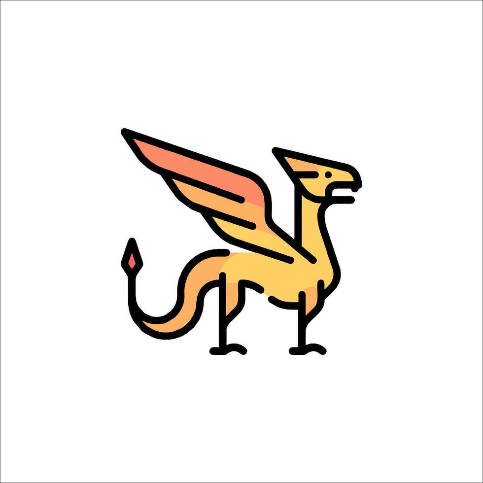 A cartoon dragon with wings and a tail vector