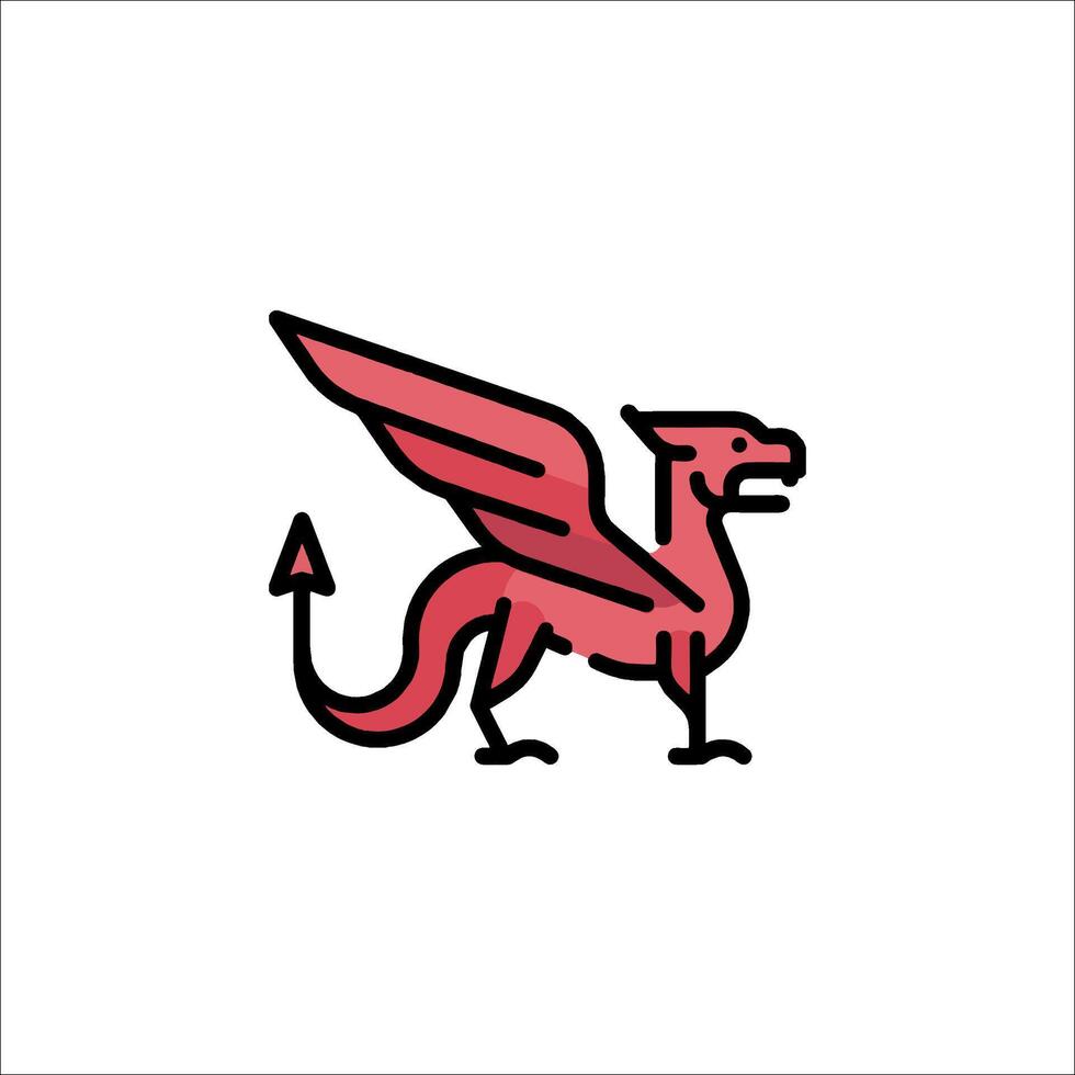 A red dragon with wings on its back vector