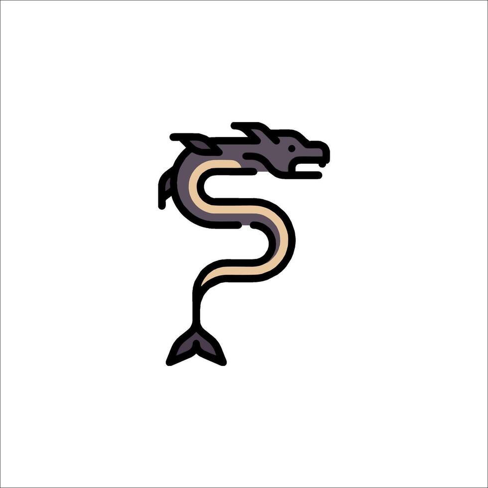 A dragon is shown in a flat style vector