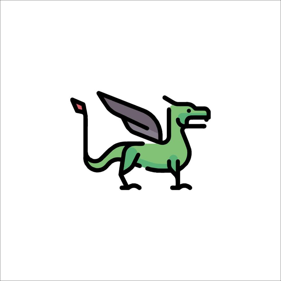 A green dragon with a black tail and wings vector