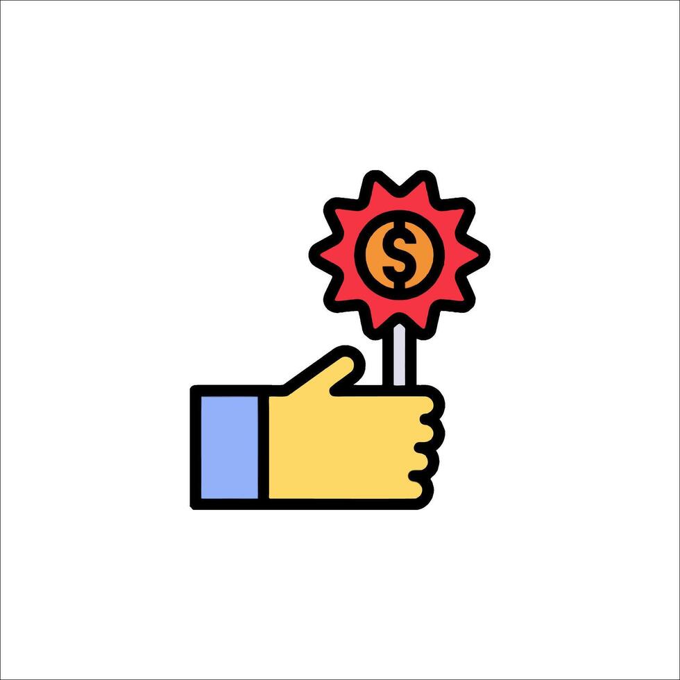 A hand holding a red star with a dollar sign vector
