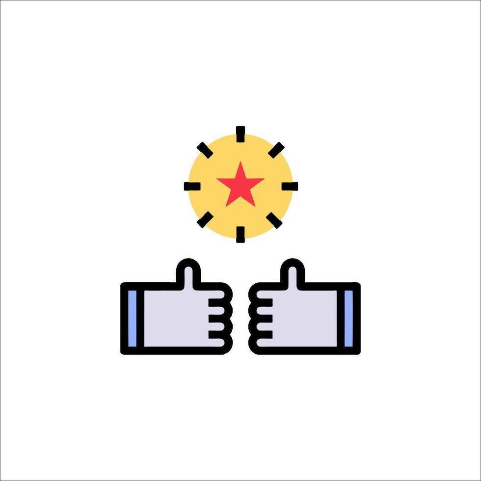 Two thumbs up icon with a star on it vector