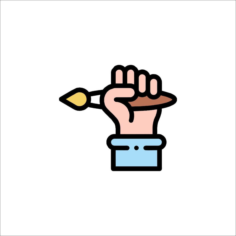 Hand holding paintbrush icon illustration vector