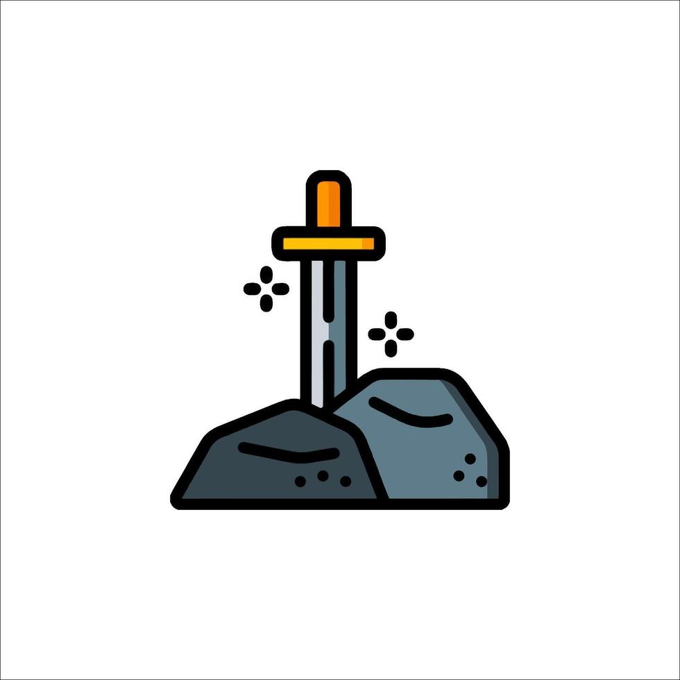 A sword and rock icon on a white background vector