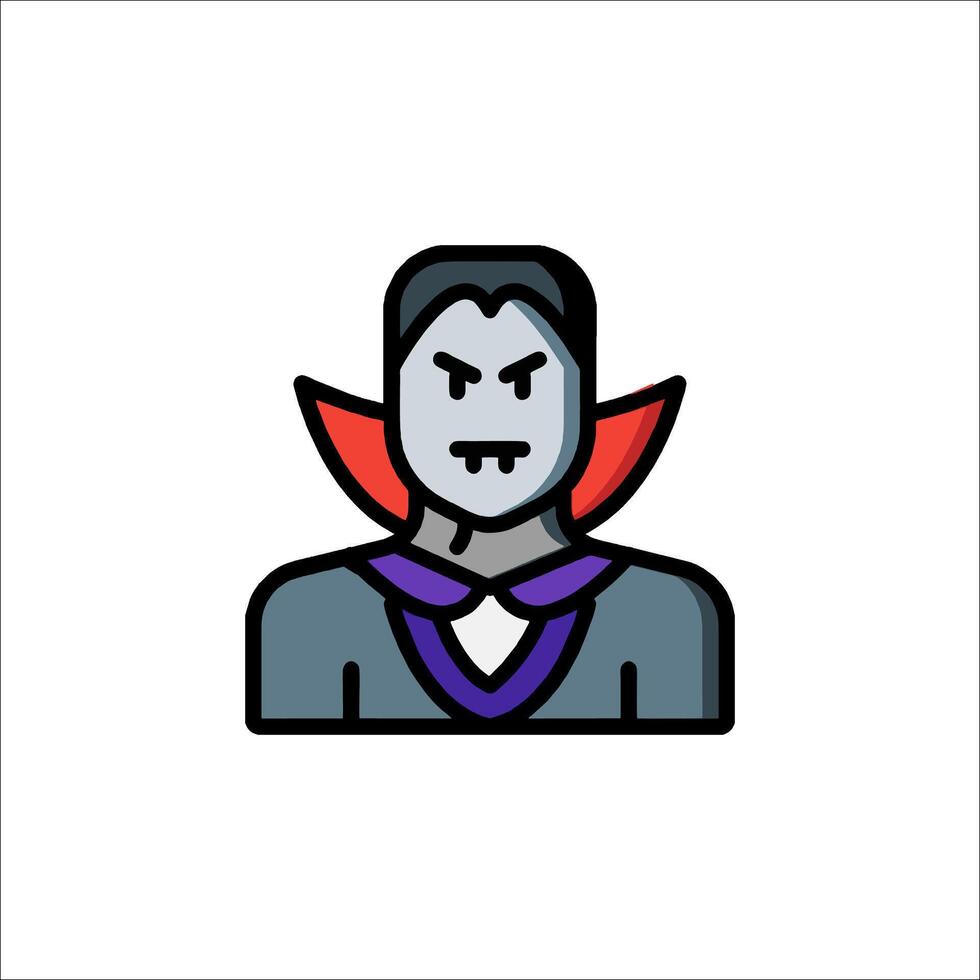 A cartoon vampire with a red cape and purple hair vector