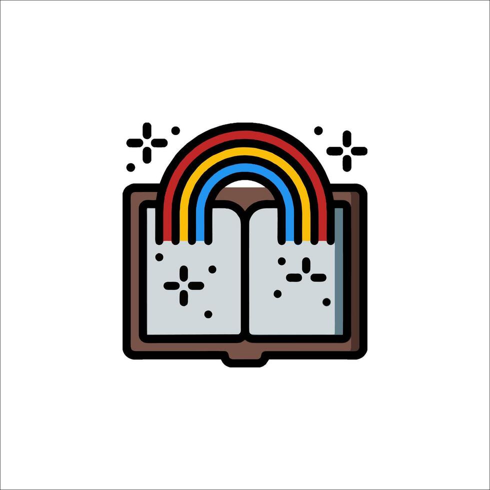 An open book with a rainbow on it vector